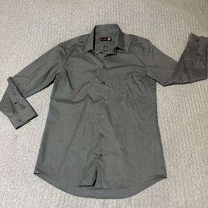 J. Ferrar Slim Fit Gray Dress Shirt M 15-15.5 32/33 Cotton Blend Collared